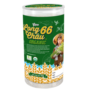 Gạo hữu cơ Long Châu 66 organic hộp 1kg